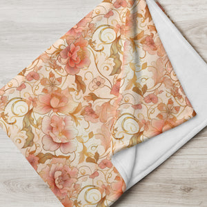 Pink Floral Pattern Throw Blanket